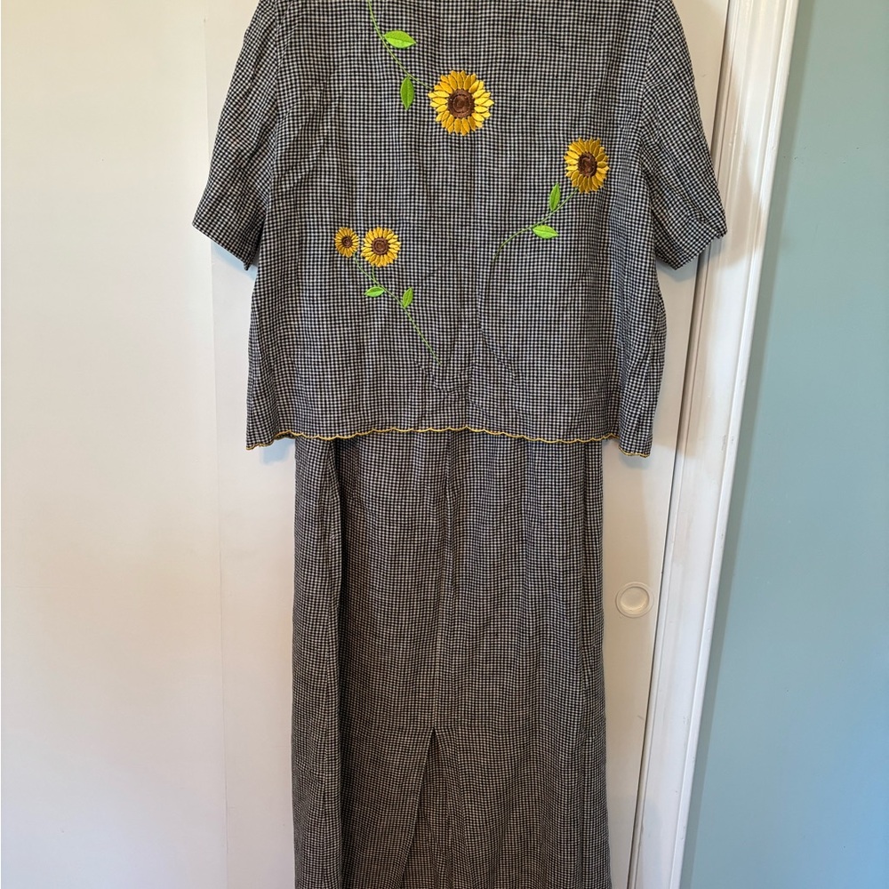Vintage Sunflower 2 piece set Dress/Top - Picture 4 of 14